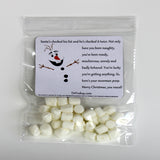 Dr. Foshay Premium Quality Approximately 1 handful of Mini-marshmallows Gluten free, fat-free food No artificial color Free from the following allergen, wheat, dairy, peanuts, tree nuts, egg, and soy Great for snacking Natural and artificially flavored Custom crafted label 3-1/3” x 4” in a 5” x 7” bag Free shipping!